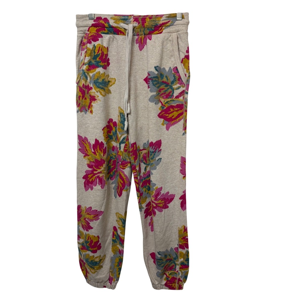 Saturday Sunday Anthropologie Floral Joggers XS Pink Yellow Oatmeal Sweatpants